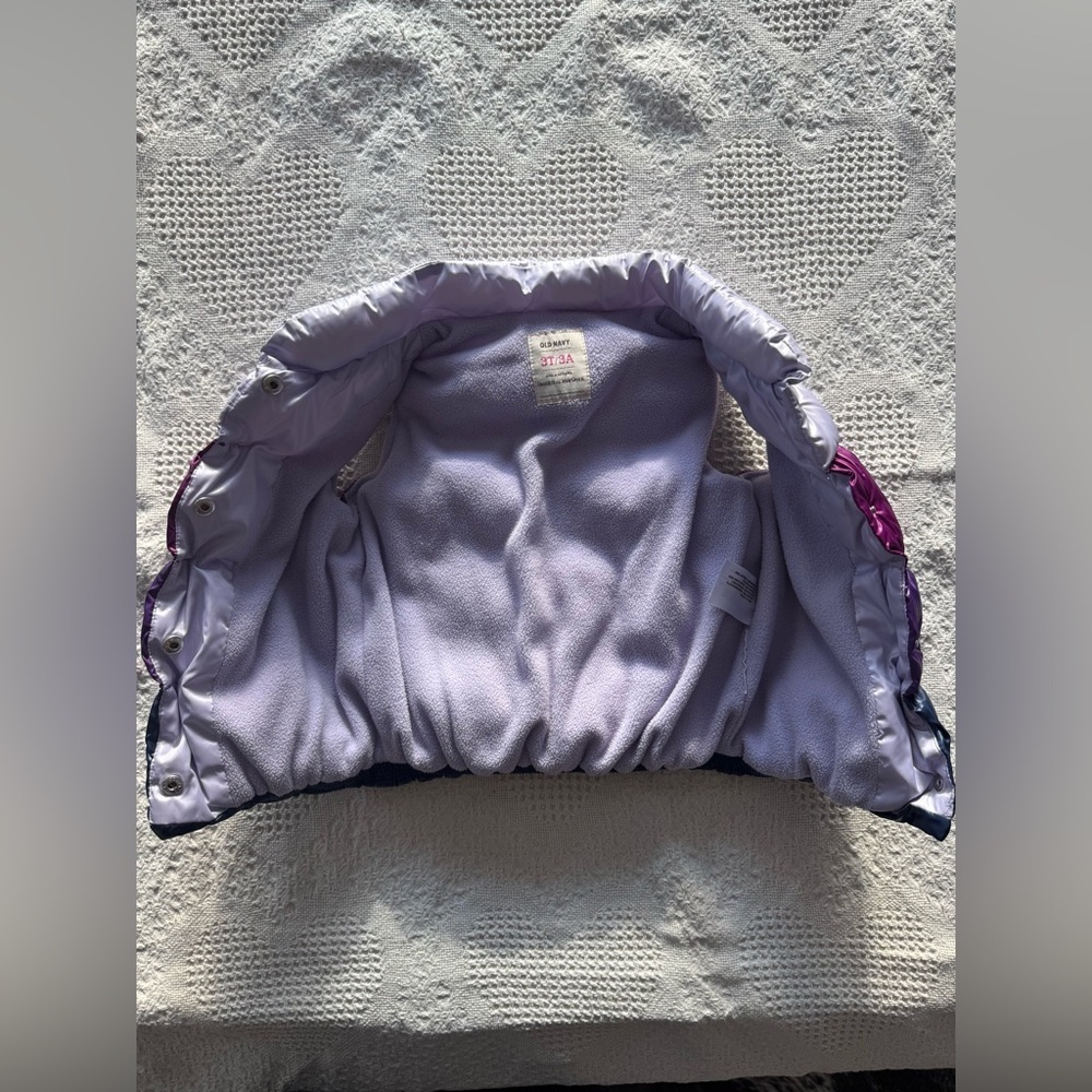 Y2k Old Navy Purple/Blue Puffer Vest 3T - Picture 4 of 7
